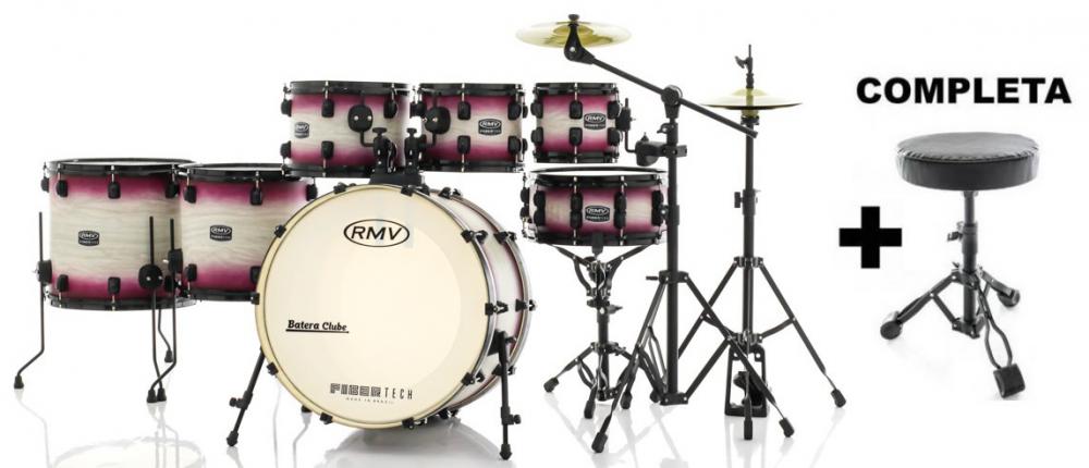 Bateria RMV FiberTech Pink Wood Burst 22 8 10 12 14 16 Banco