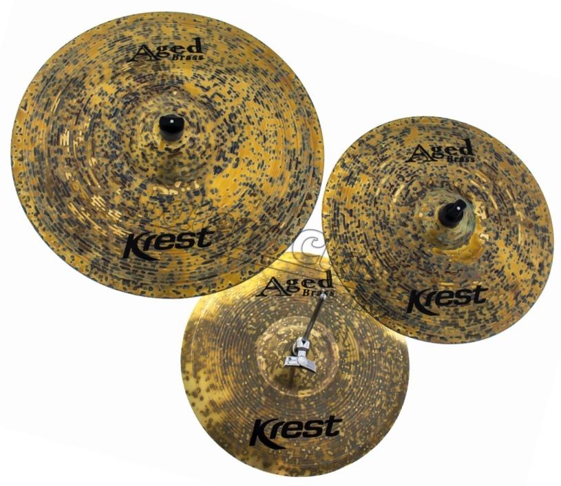 Kit De Pratos Krest Aged Brass Vintage Abset Chimbal Crash