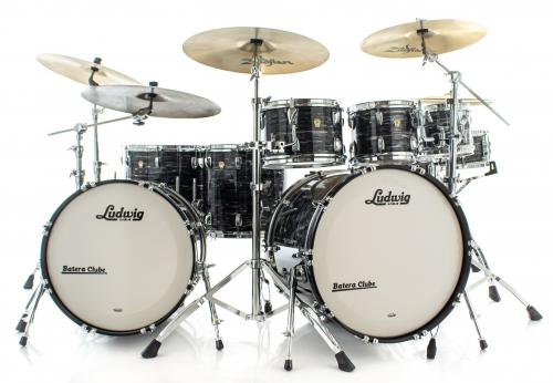 Bateria Ludwig Classic Maple Black Vintage Oyster com 2 Bumbos 20