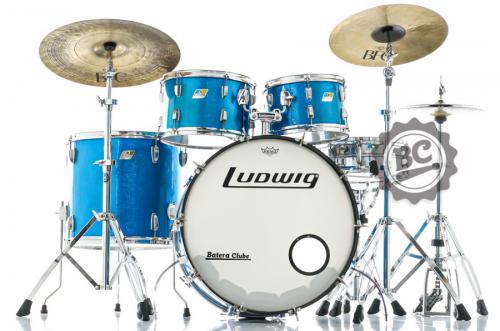 Bateria Ludwig Classic Maple Vintage dos Anos 70 Blue Sparkle