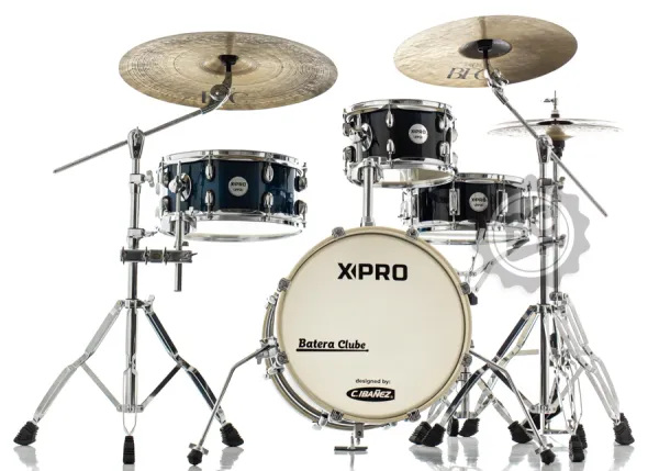 Bateria X-Pro Upper Compact Blue Sparkle com Bumbo 16