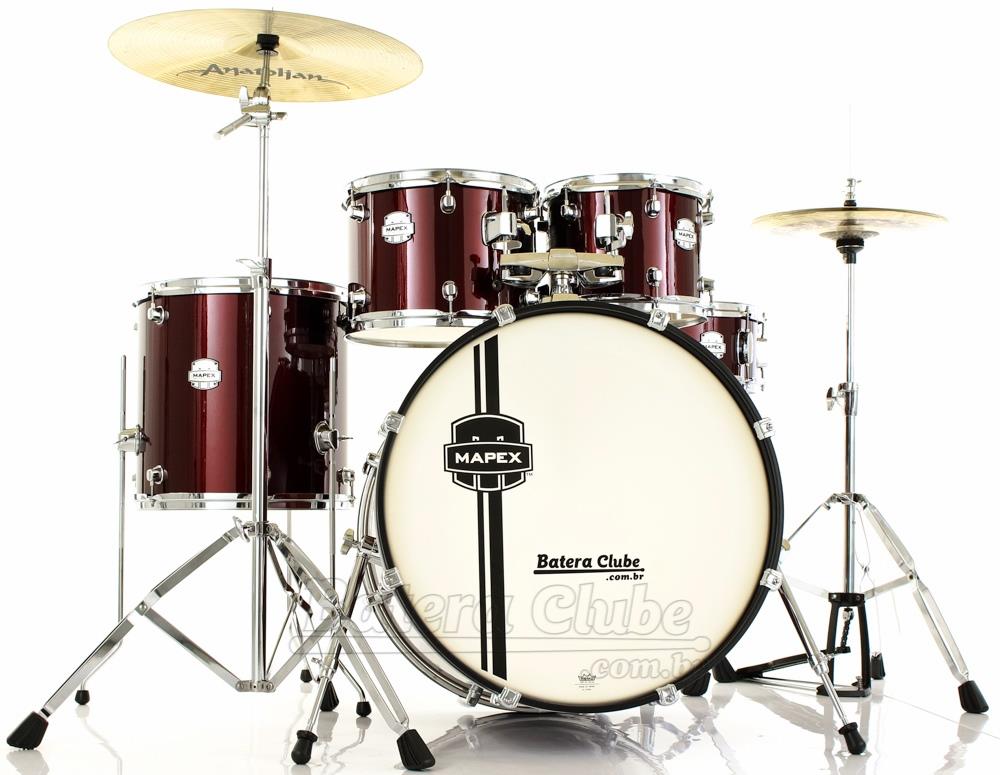 Bateria Mapex Voyager Fusionease Dark Wine Burgundy 22,10,12,14 com  Ferragens e Banco