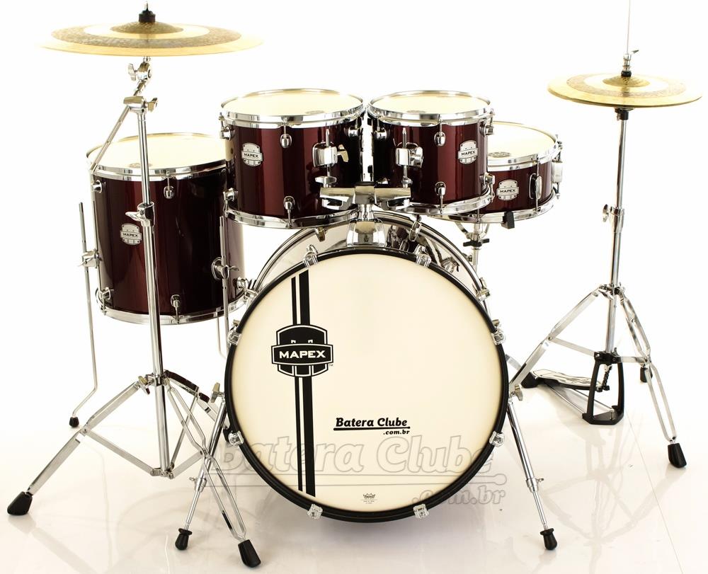 Bateria Mapex Voyager Fusionease Dark Wine Burgundy 22,10,12,14 com  Ferragens e Banco