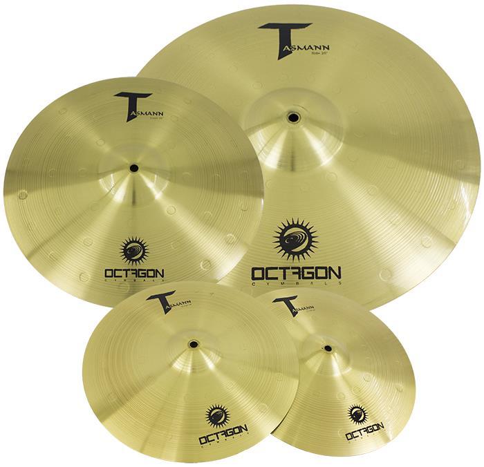 Kit de Pratos Octagon Tasmann TM01 com Crash 16", Chimbal 14", Ride 20