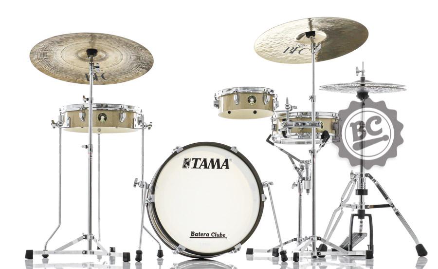 Bateria Tama Club Jam Pancake Champagne Mist Compacta Com Bumbo Tom Surdo E Caixa Shell Pack