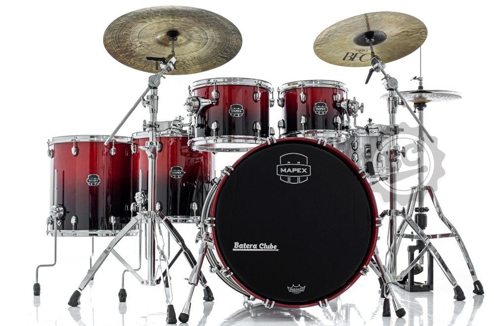 Shell Scarlet Bateria Mapex Saturn Maple Walnut Hybrid Shell Scarlet Fade 22