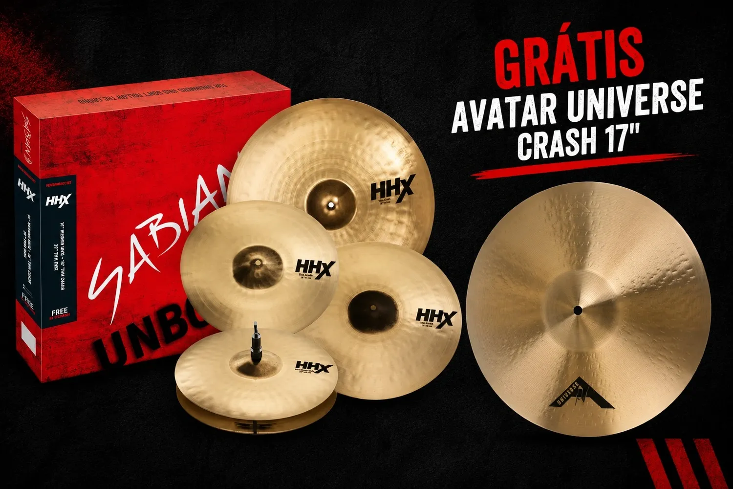 Kit de Pratos Sabian HHX Performance Brilliant com Chimbal 14